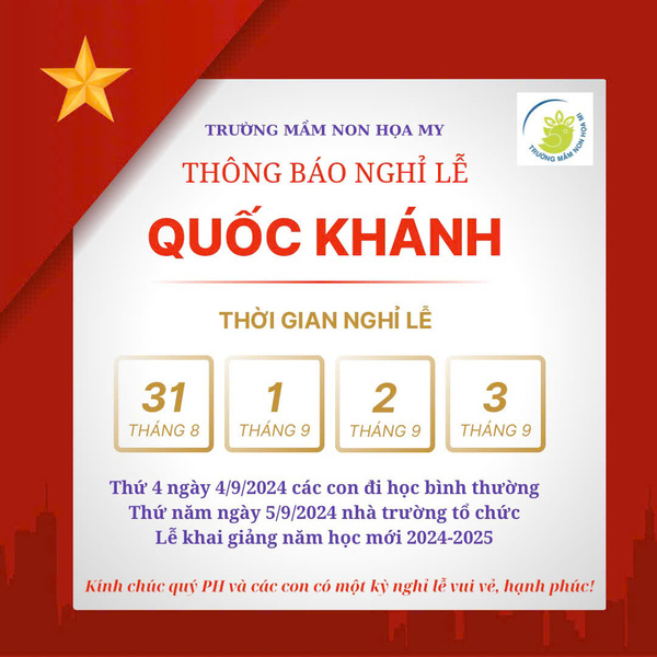 Thông Báo Lịch Nghỉ Lễ Quốc Khánh 2/9