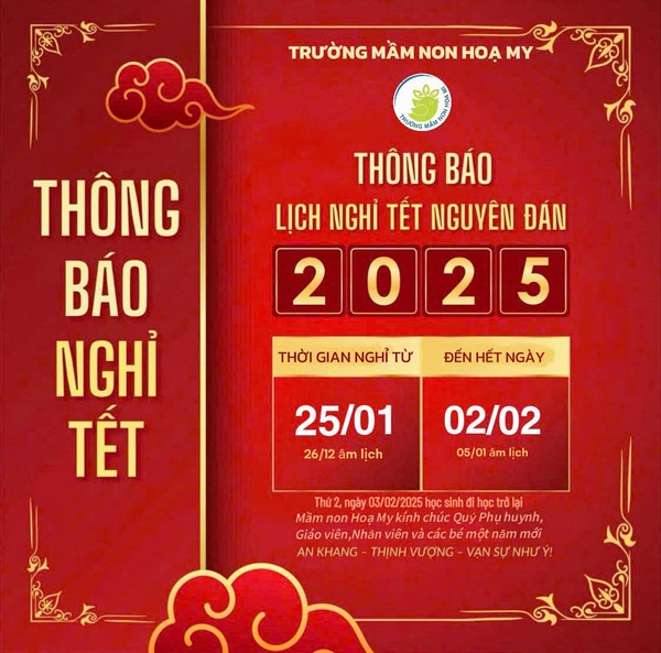 🌸🌸🌸 THÔNG BÁO LỊCH NGHỈ TẾT NGUYÊN ĐÁN 2025 🧨🧨🧨